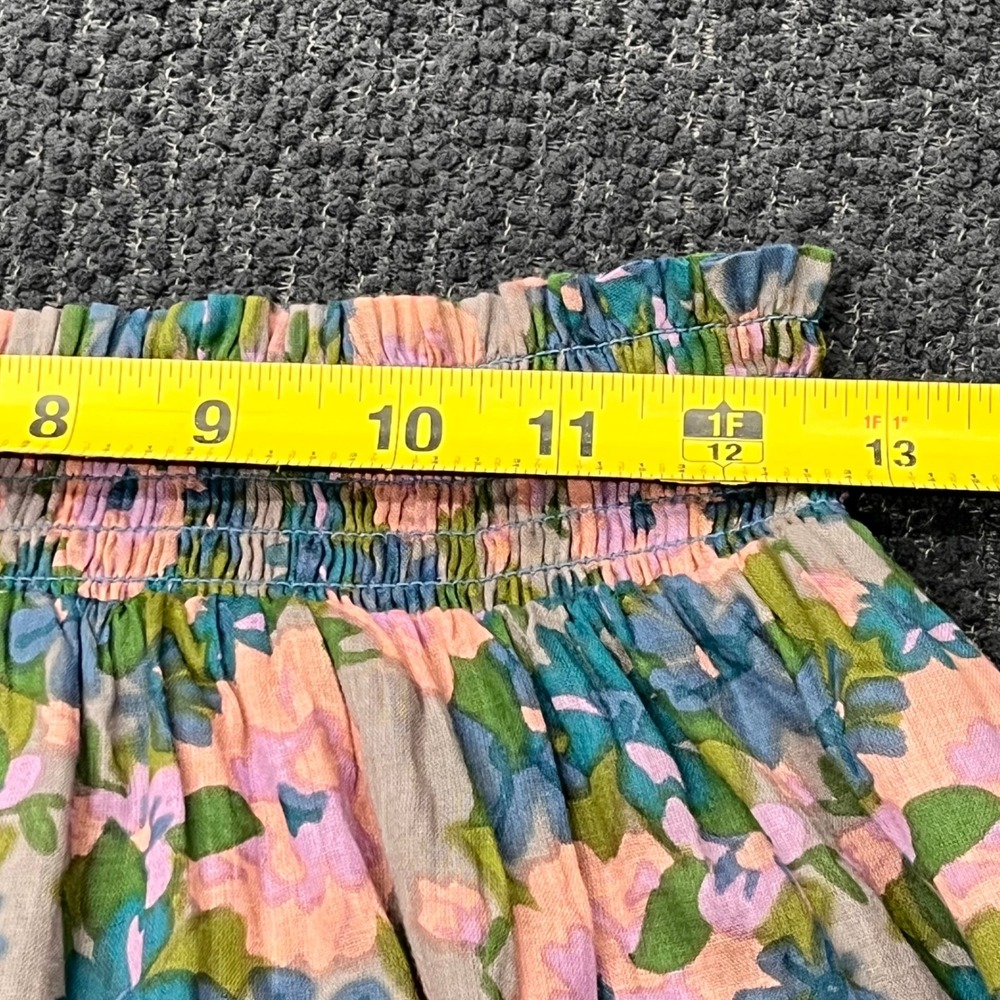 Natural Life Floral Smocked Waist Cotton Maxi Skirt Pink Blue Green Size S/M - Picture 5 of 6